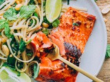 Thai Noodle Salad with Glazed Salmon