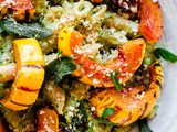 Whole Wheat Pasta with Walnut-Sage Pesto and Roasted Delicata Squash