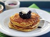 Banana Nut Pancakes with Blueberry Compote