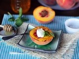 Grilled Peaches with Chevre and Honey