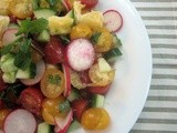 Meyer Lemon, Radish, Cucumber and Tomato Salad with Citrusy Dressing