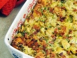 Bacon, Leek, and Artichoke Bread Pudding