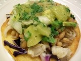 Bobbi on a Budget-Fish and White Bean Tostadas with Pineapple Avocado Salsa