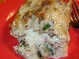 Chicken Lasagna Roll Ups with Mushroom and Garlic Alfredo