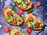 Green Chile Pesto Breakfast Bruschetta