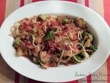 Pasta with Caramelized Onions, Brussels Sprouts, and Apples
