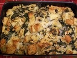 Savory Bread Pudding with Spinach, Artichoke, and Brie