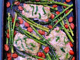 Sheet Pan Pesto Salmon with Asparagus and Tomatoes