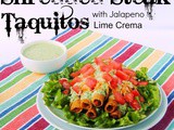 Shredded Steak Taquitos with Jalapeno Lime Crema