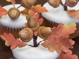 Apple Cider Cupcakes with Acorns and Oak Leaves