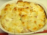 Potato, Zucchini, Goat and Cheddar Cheese Gratin