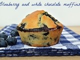 Blueberry and white chocolate muffins.....and Happy birthday to my blog