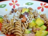 Carbonara di Speck igp e zucchine con pasta integrale di farro