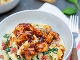 Bbq Chicken Pasta met spinazie