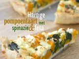 Hartige taart met pompoen spinazie en feta