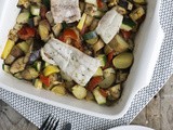 Ovenschotel kabeljauw met courgette en aubergine