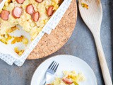 Ovenschotel van groene kool met worst