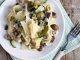 Pasta met champignons en kip