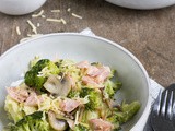 Stamppot van broccoli met zalm