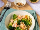 Tagliatelle met pesto en zalm