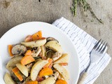 Wokschotel van tijm zeezout aardappeltjes met groenten en kipfilet