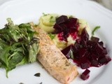 Zalm met bietjes en kruidige puree