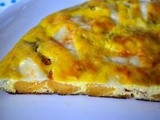 Frittata con pesche arrosto e caciotta fatta in casa