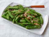 Sugar snap peas with pancetta and pine nuts / piselli mangiatutto con pancetta e pinoli