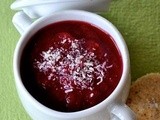 Zuppa di porri, barbabietola rossa e sedano rapa