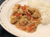 Rice with Chicken and Pepper in Creamy Peanut Sauce