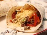 Wraps with Minced Beef, Pepper and Leek