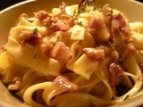 Tagliatelle noci e pancetta