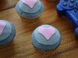 Vanilla  Companion Cube  Cupcakes with Raspberry Buttercream