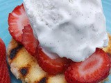 Grilled Donuts with Strawberries and Cream