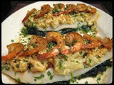 Shrimp “Crowned” Fish with Creamy Cauliflower