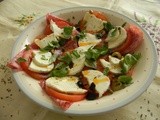 Insalata Caprese, Tomato & Mozzarella salad with smoked chilli oil