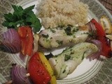 Chicken Skewers with Tarragon-Pistachio Pesto