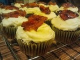 Chocolate Cupcakes with Bourbon Cream Cheese Frosting and Candied Bacon