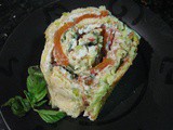 Leek Roulade with Ricotta, Red Pepper and Walnut Filling