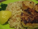 Lemon Parmesan Orzo with Seared Scallops