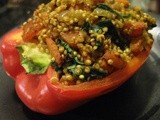Red Peppers Stuffed with Curried Quinoa