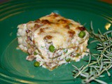 White Lasagne with Italian Sausage and Peas