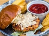 Buffalo Chicken Burgers with Blue Cheese Mayo