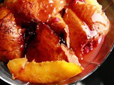 Boozy Raspberry-Peach Bread Pudding