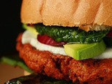 Vegetarian Chorizo Burger with Grilled Poblano & Cilantro Pesto