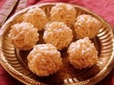 Karthigai pori urundai recipe or puffed rice balls with jaggery recipe