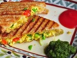 Cottage cheese stuffed grilled sandwich