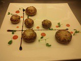 Leeks & mascarpone stuffed mushrooms with spicy guava sauce