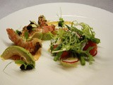 Prawns and avocado with spicy rose sauce & micro green salad