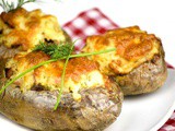 Cheese and bacon stuffed potatoes